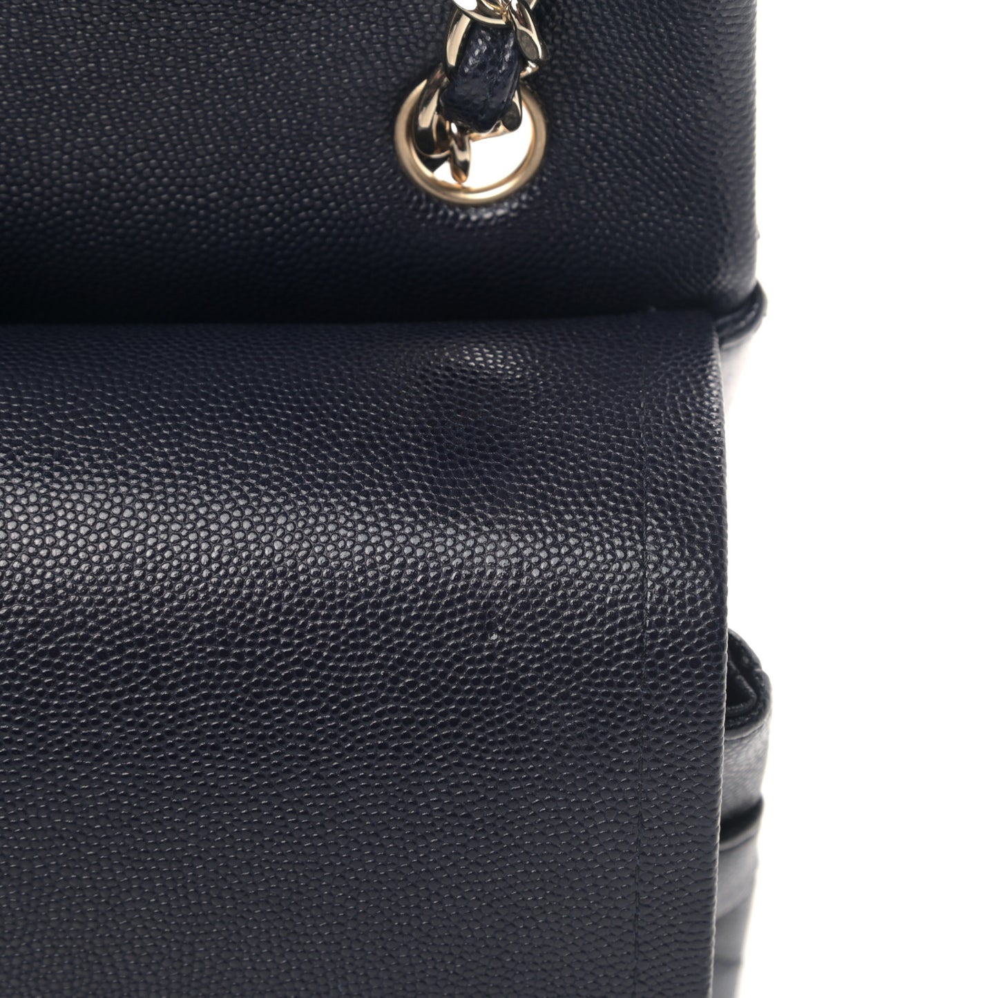 Caviar Quilted Jumbo Double Flap Navy Blue
