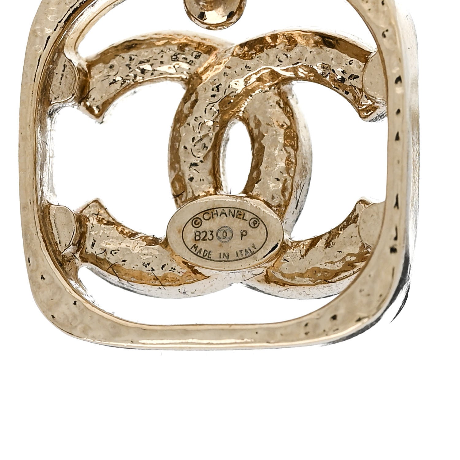 Chanel Metal Crystal Square CC Earrings Gold 4 of 4