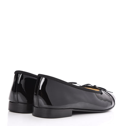 Chanel Patent CC Cap Toe Ballerina Flats 37 Black 4 of 9