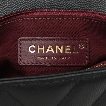 Chanel Caviar Lizard Embossed Quilted Chevron Small Coco Handle Flap Black 6 of 9