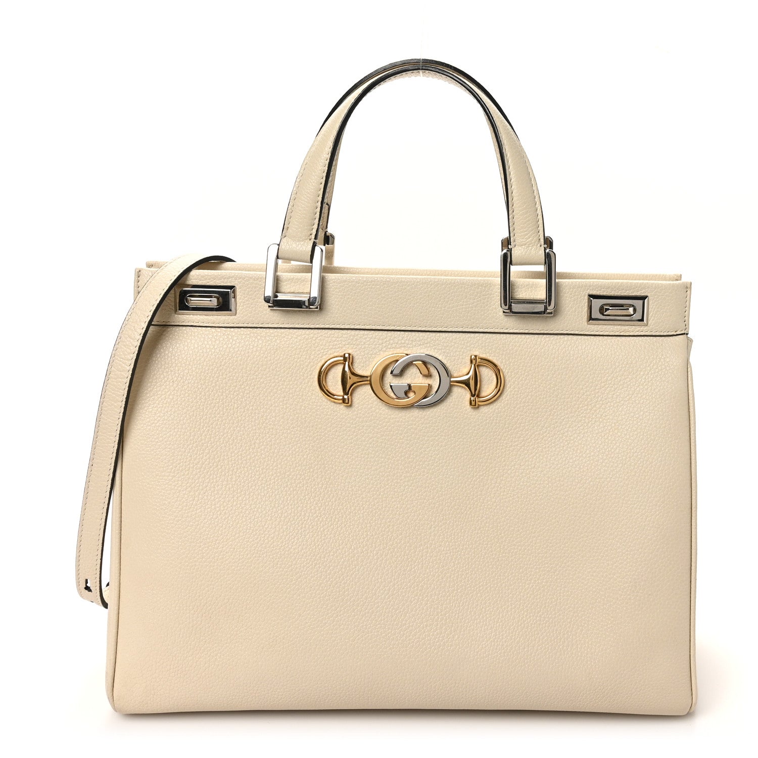 Gucci Grainy Calfskin Medium Zumi Top Handle Bag Mystic White 1 of 10