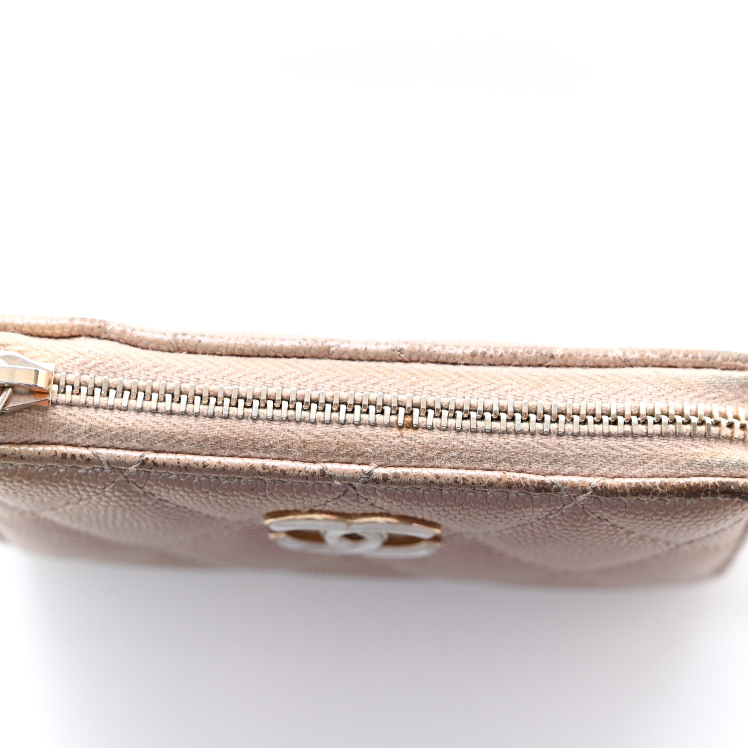 Chanel Iridescent Caviar Quilted Zipped Key Holder Case Beige 20 of 21