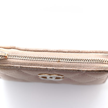 Chanel Iridescent Caviar Quilted Zipped Key Holder Case Beige 20 of 21