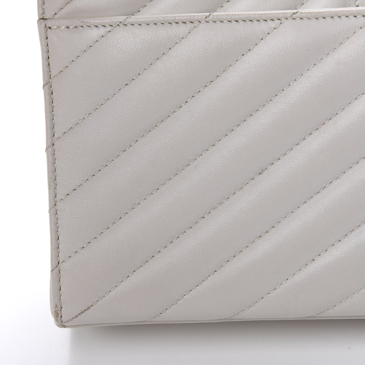Saint Laurent Lambskin Matelasse Chevron Small Monogram Satchel Off White 9 of 21