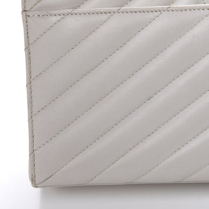 Saint Laurent Lambskin Matelasse Chevron Small Monogram Satchel Off White 9 of 21
