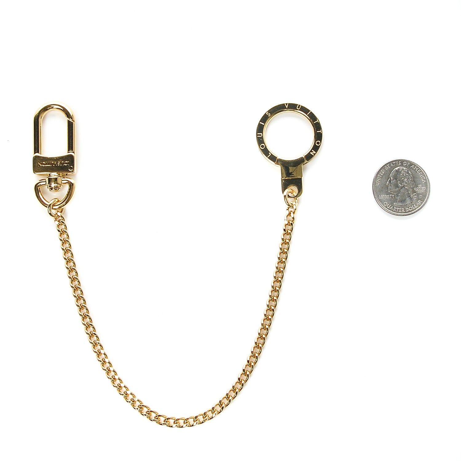 Louis Vuitton Metal Pochette Extender Key Ring Chain Gold 2 of 5