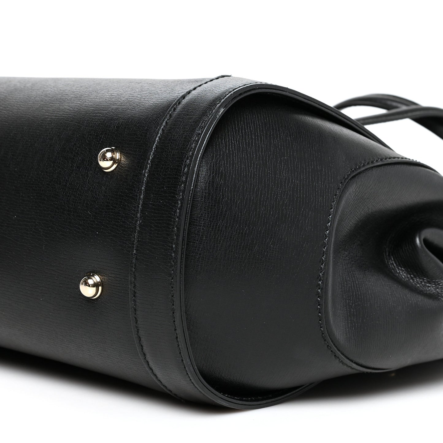Calfskin Bamboo Bullet Top Handle Bag Black