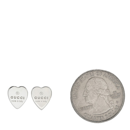 Gucci Sterling Silver Trademark Heart Stud Earrings 2 of 4
