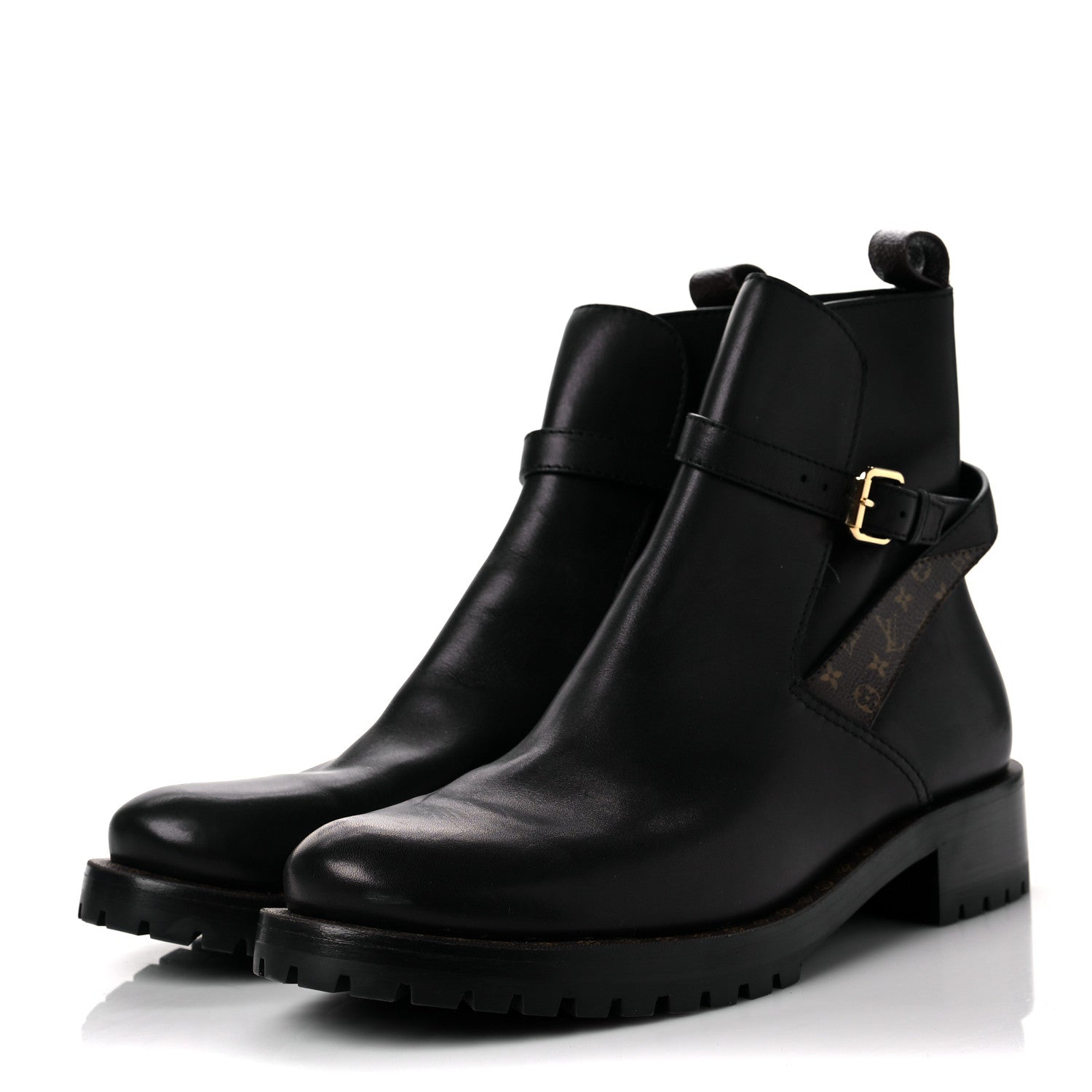 Louis Vuitton Calfskin Monogram Discovery Flat Ankle Boots 40 Black 3 of 8