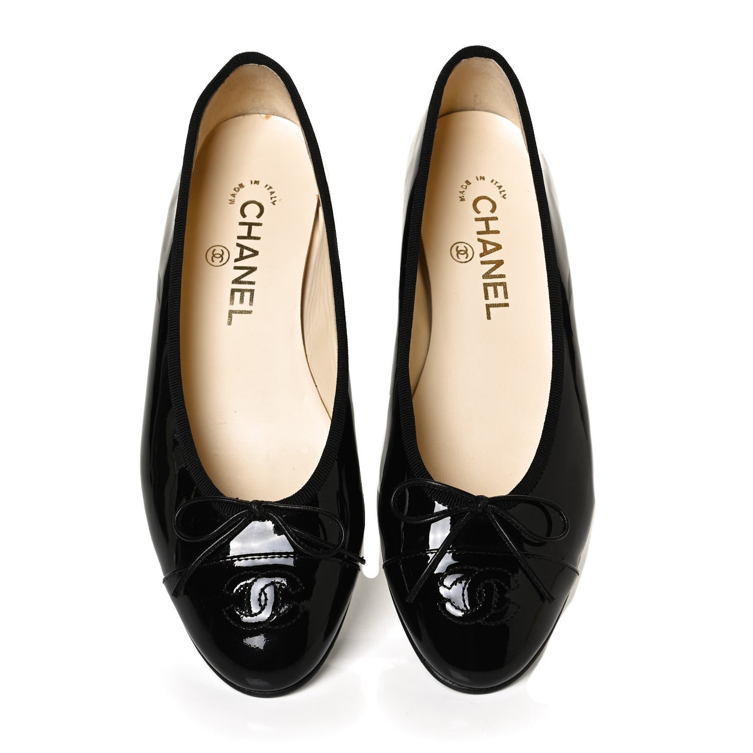 Chanel Patent CC Cap Toe Ballerina Flats 37 Black 5 of 12