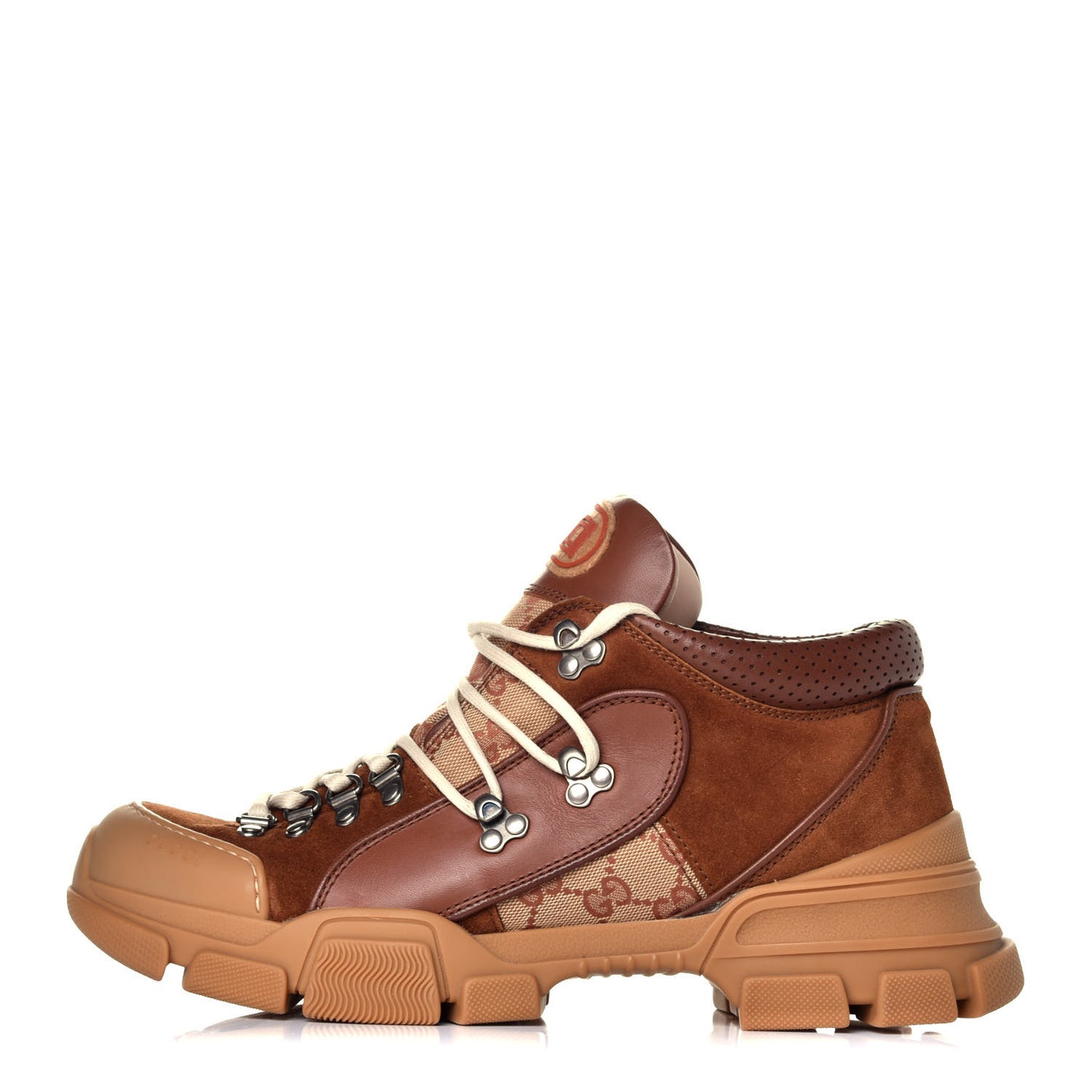 X SEGA Suede Calfskin GG Monogram Mens Flashtrek Sneakers 9 New Cuir Beige Ruggine
