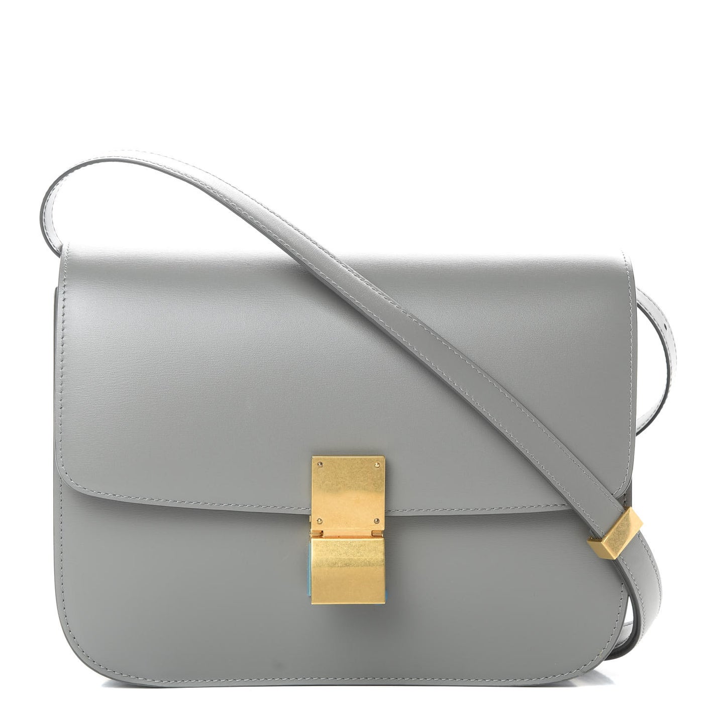 Box Calfskin Medium Classic Box Flap Bag Zinc