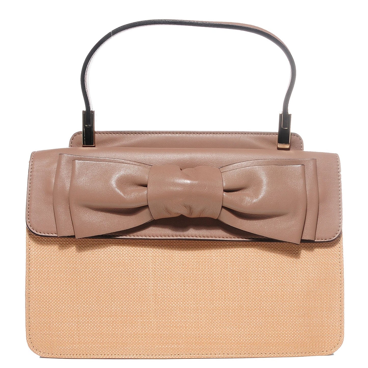 Raffia Nappa Aphrodite Bow Satchel Sabbia