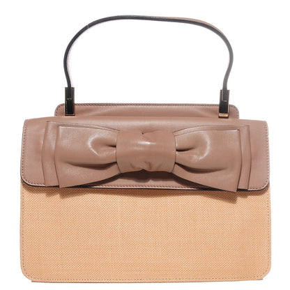 Valentino Garavani Raffia Nappa Aphrodite Bow Satchel Sabbia 1 of 8