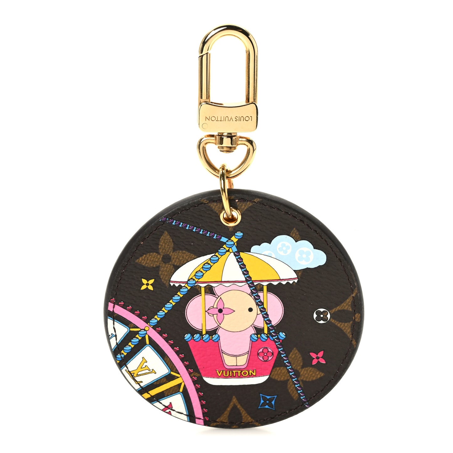 LOUIS VUITTON Monogram 2020 Christmas Animation Big Wheel Bag Charm Key Ring Rose Ballerine