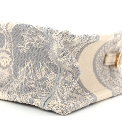 Christian Dior Canvas Embroidered Toile De Jouy Reverse Mini Book Tote With Strap Grey 10 of 11