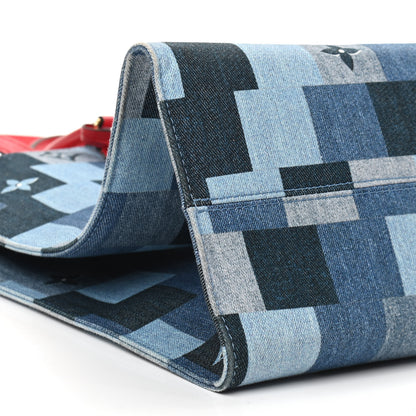 Louis Vuitton Denim Damier Monogram Onthego Blue Rouge 8 of 8