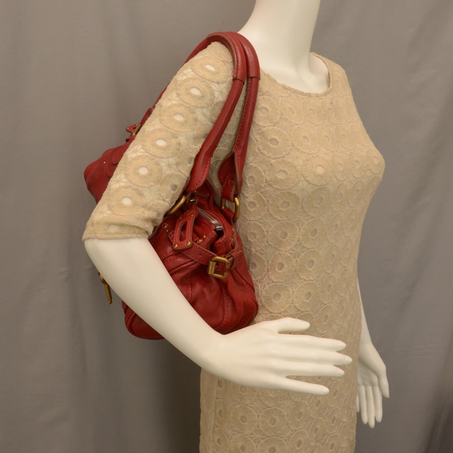 Chloe Leather Paddington Satchel Red 2 of 7