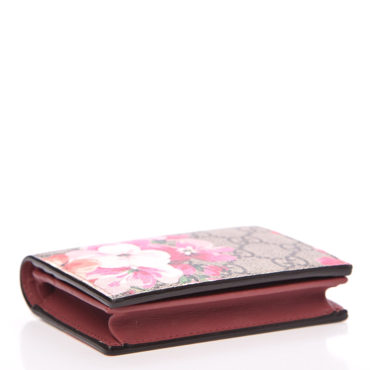 GG Supreme Monogram Blooms Card Case Beige Multicolor Dry Rose