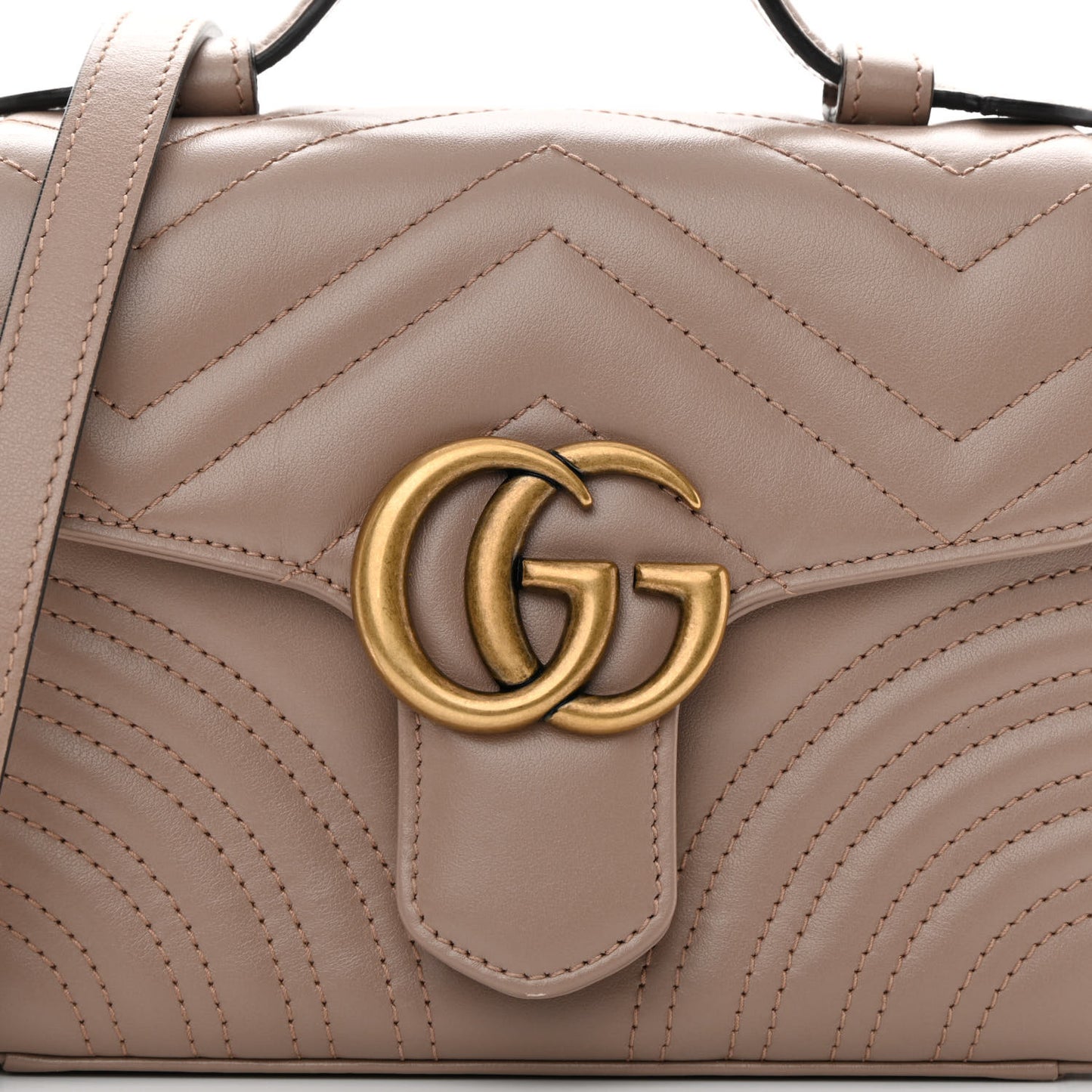 Calfskin Matelasse Mini GG Marmont Top Handle Shoulder Bag Porcelain Rose