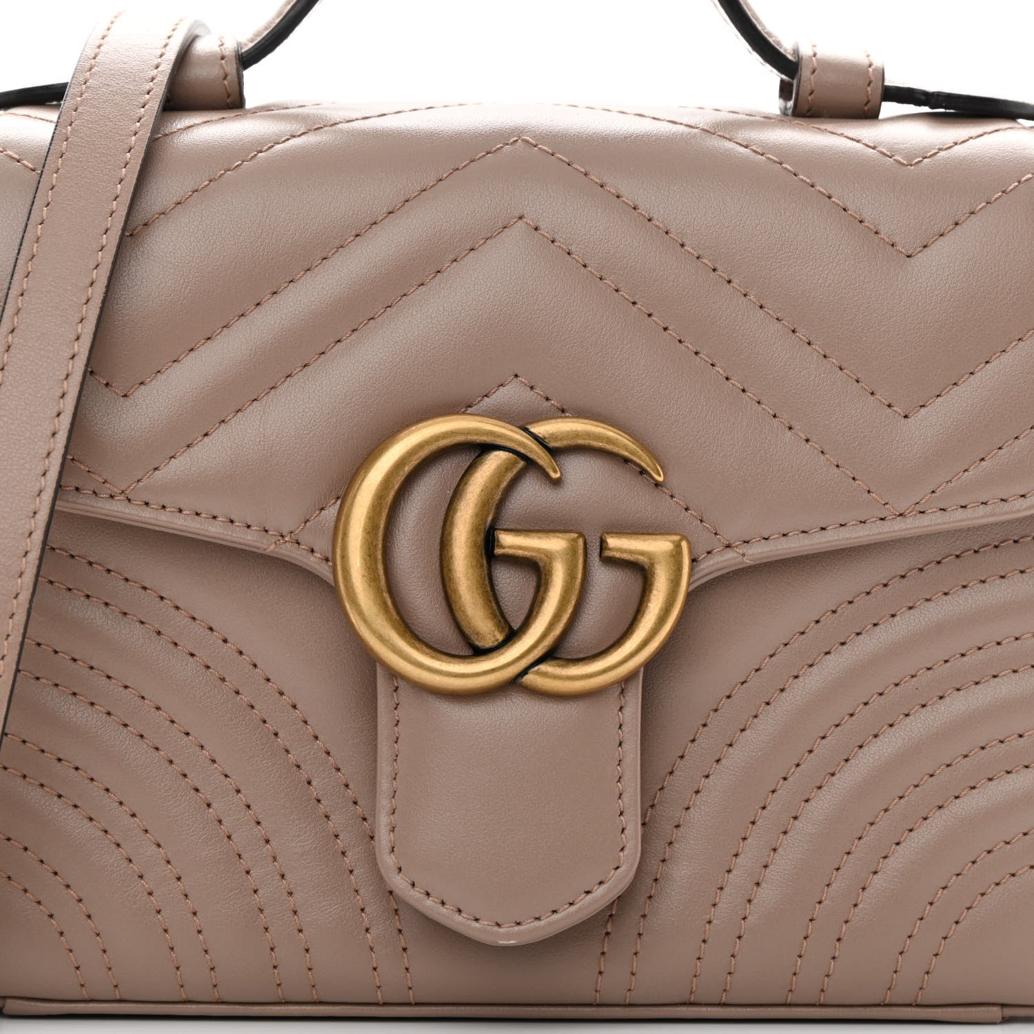 Gucci Calfskin Matelasse Mini GG Marmont Top Handle Shoulder Bag Porcelain Rose 8 of 15