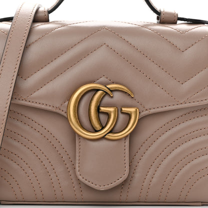 Gucci Calfskin Matelasse Mini GG Marmont Top Handle Shoulder Bag Porcelain Rose 8 of 15