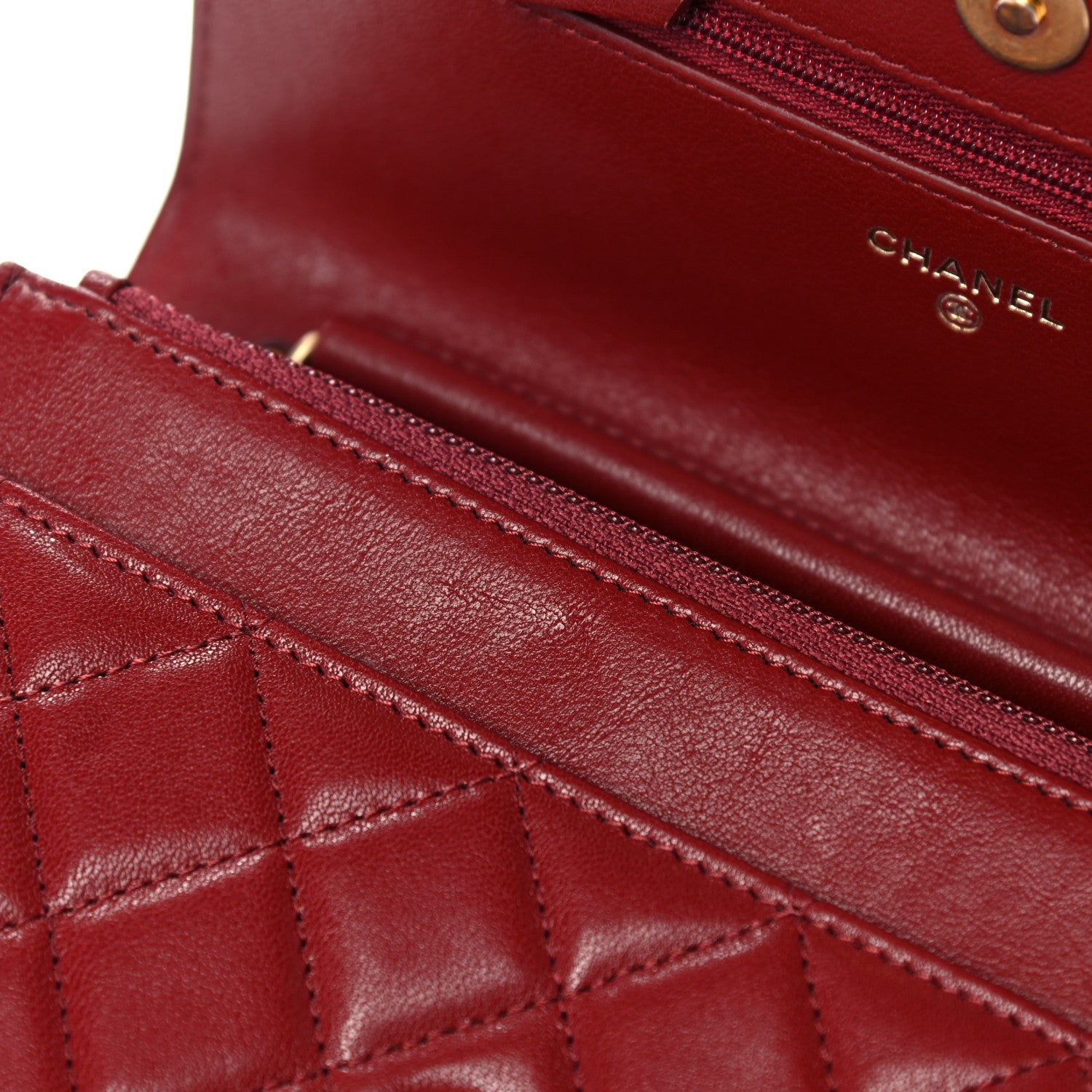 Chanel Lambskin Quilted Infinity Wallet On Chain WOC Burgundy 10 of 13
