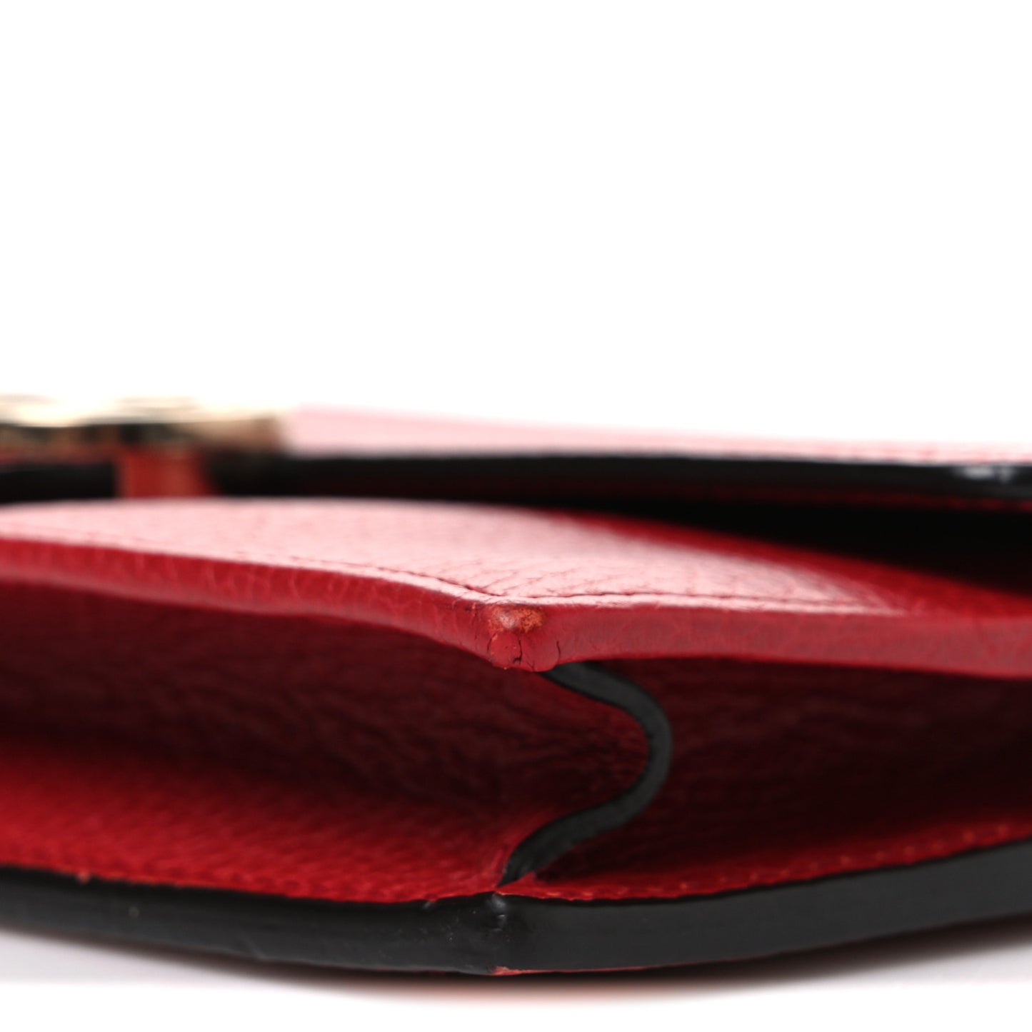 Dollar Calfskin Interlocking G Chain Wallet Red