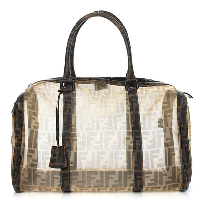 Fendi Zucca Spalmati Mesh Mixed Media Boston Tobacco 1 of 10