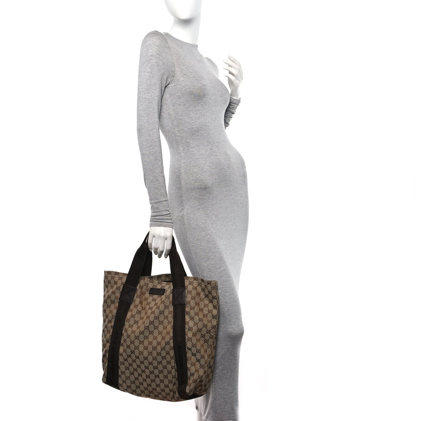 GG Monogram Medium Handle Vertical Tote Bag Dark Brown
