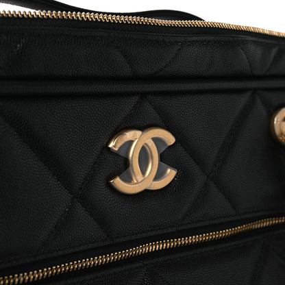 Chanel Shiny Grained Calfskin Quilted Large Travel Bowling Bag Black 11 of 12