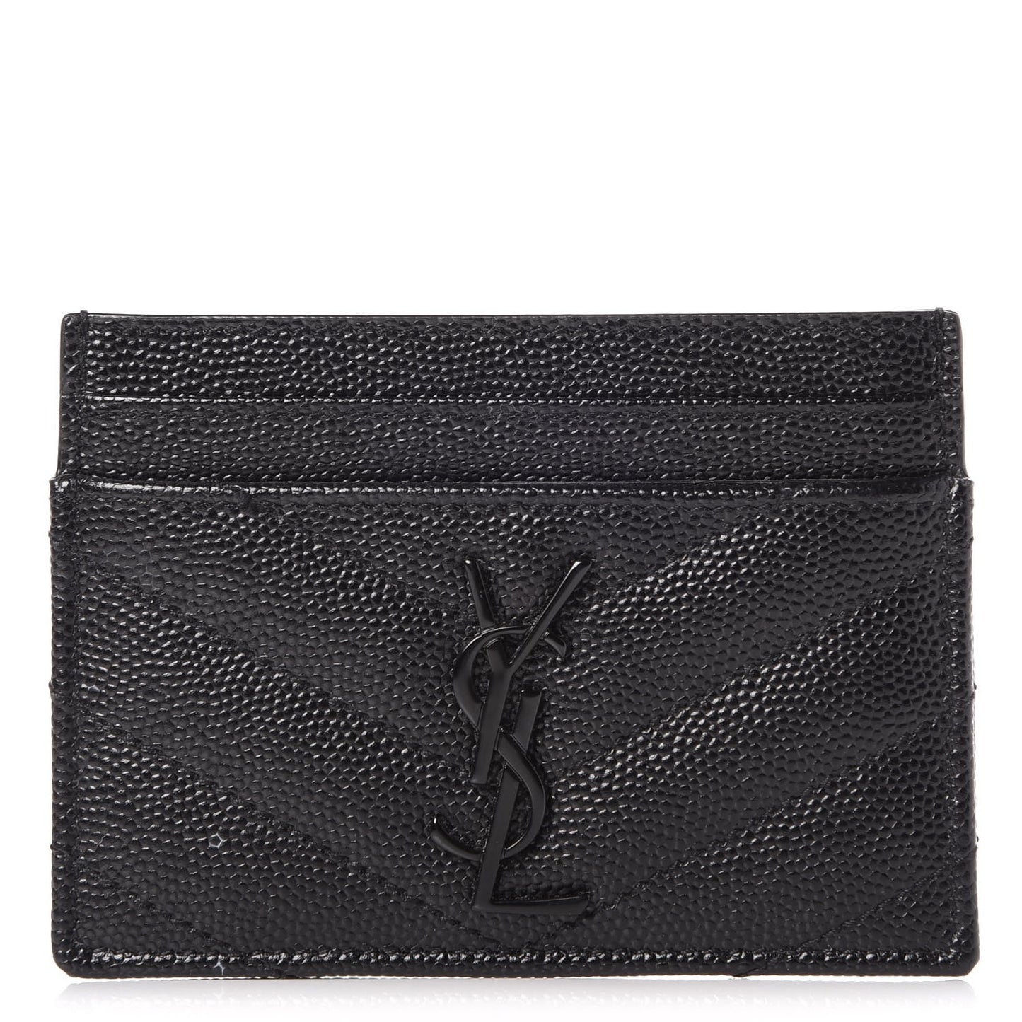 Grain De Poudre Matelasse Chevron Monogram Credit Card Case Black