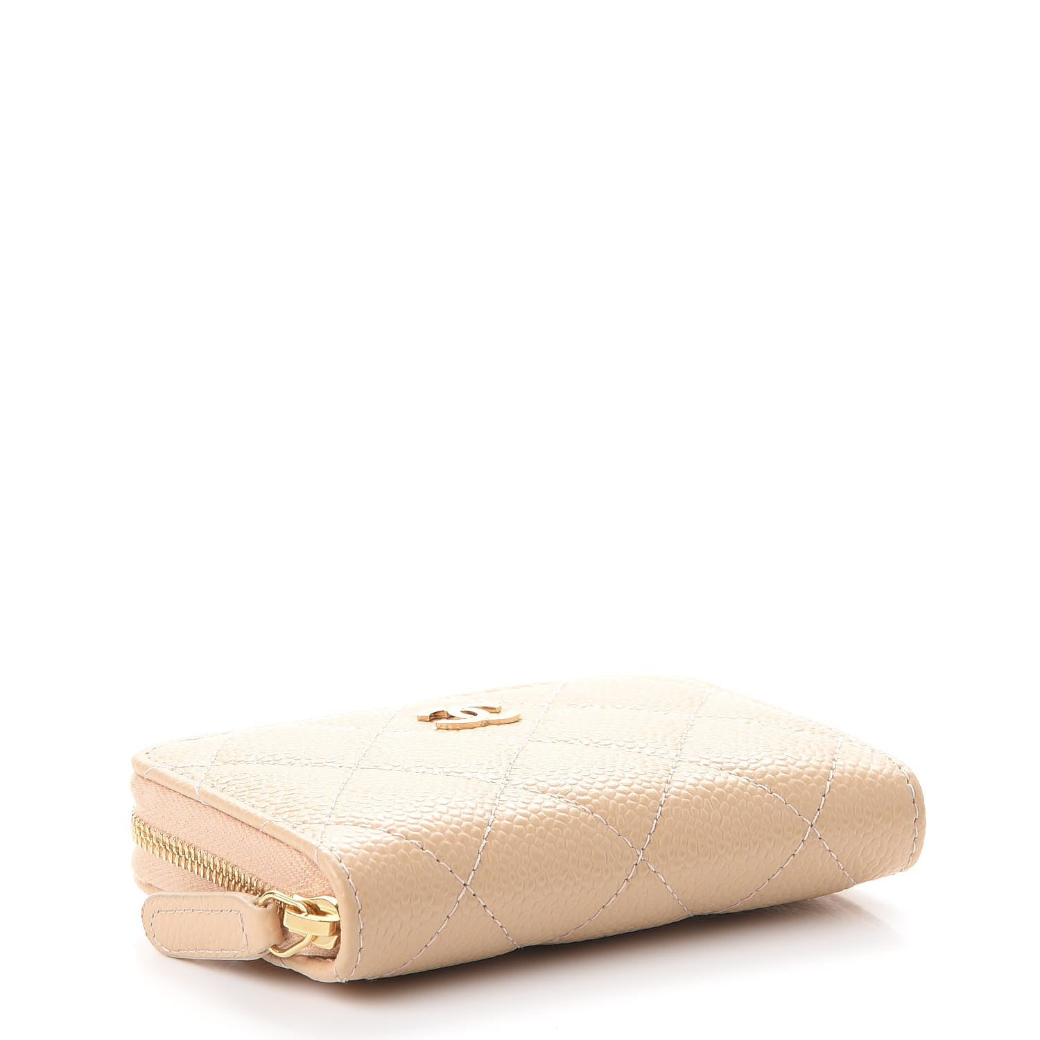 Chanel Caviar Quilted Zip Around Coin Purse Beige Clair 4 of 8