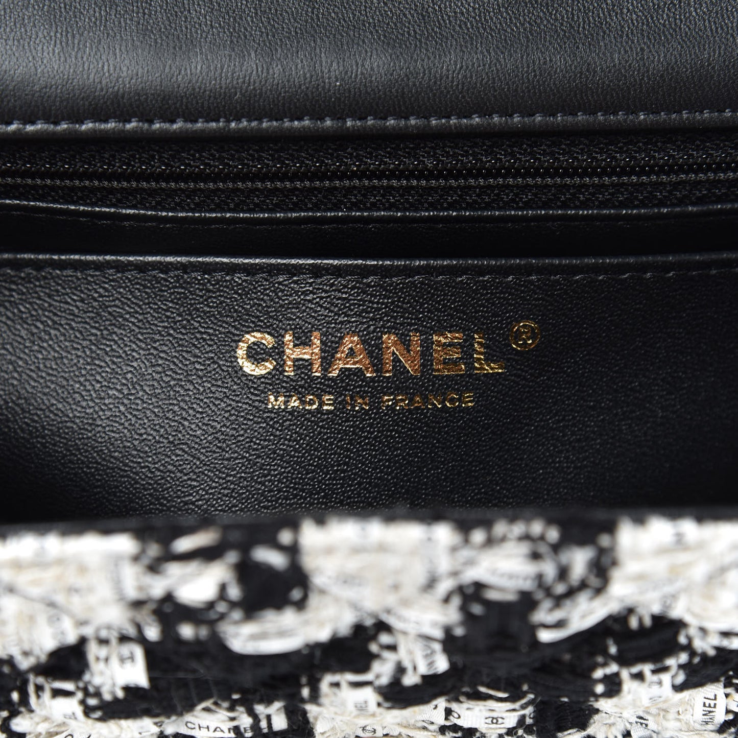 Tweed Quilted Mini Rectangular Flap Black Ecru White