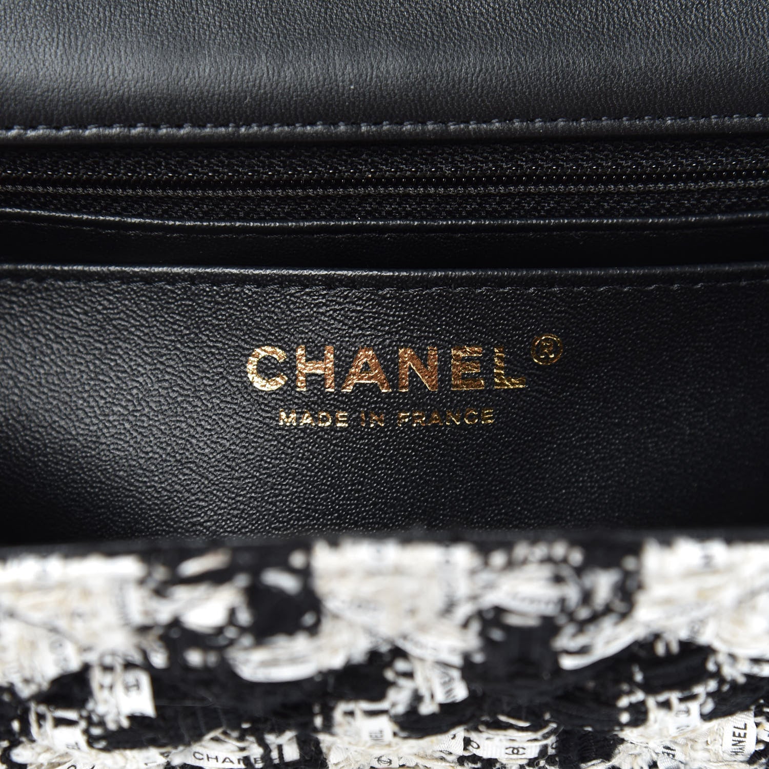 Chanel Tweed Quilted Mini Rectangular Flap Black Ecru White 6 of 11