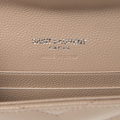 Saint Laurent Grain De Poudre Matelasse Chevron Small Monogram Envelope Wallet Dark Beige 6 of 9