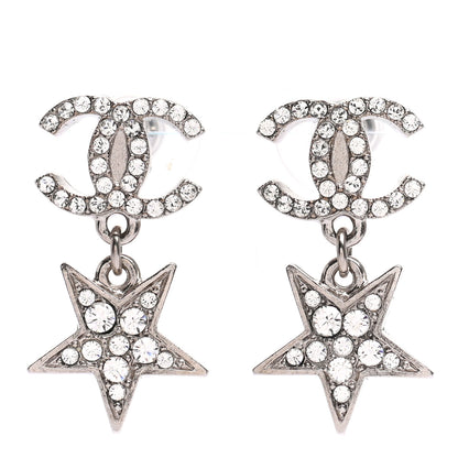 Chanel Crystal CC Starfall Drop Earrings Silver 1 of 5