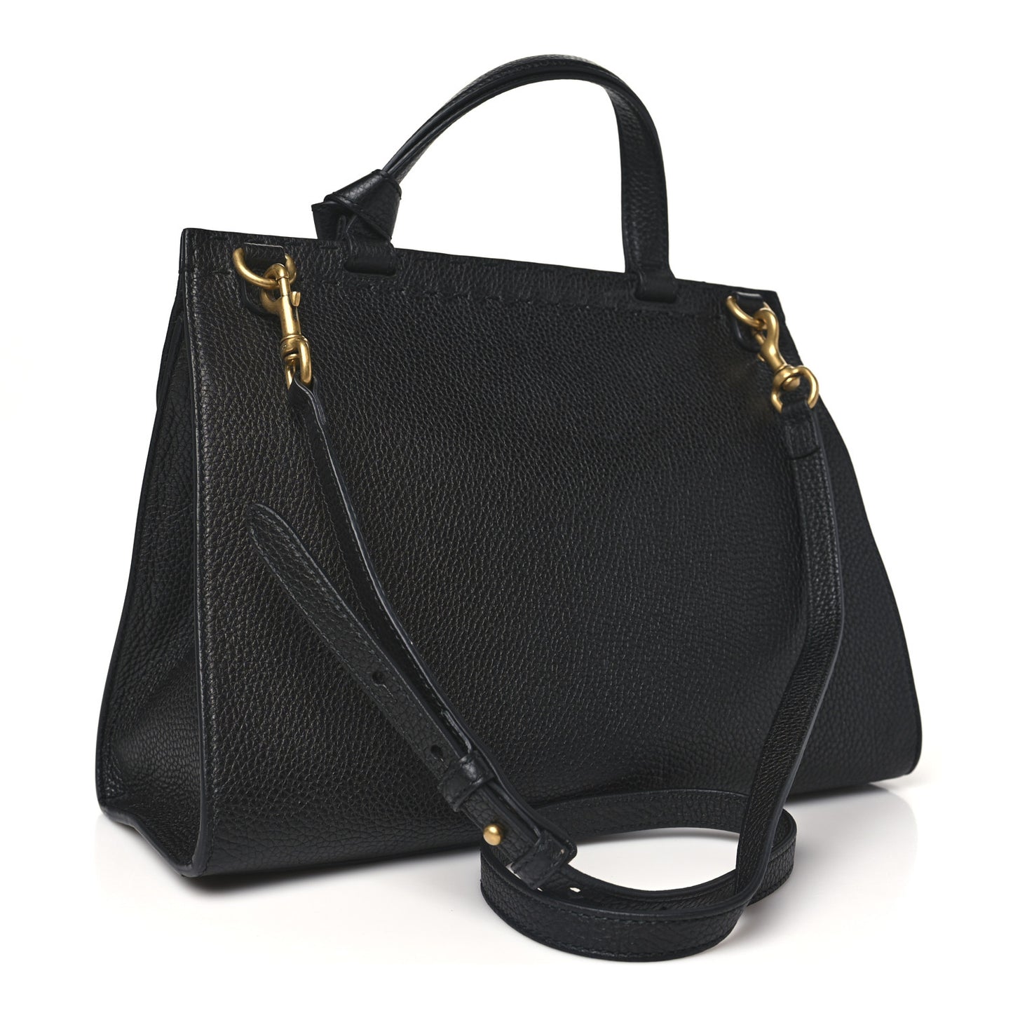 Calfskin Small GG Marmont Top Handle Bag Black