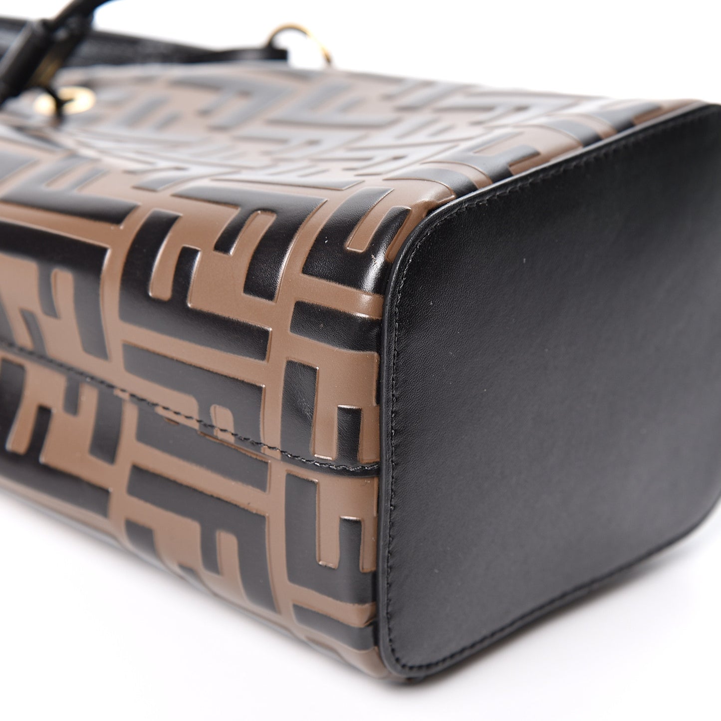 Vitello Liberty F is Fendi Bi-Color FF 1974 Embossed Mini Mon Tresor Bucket Bag Maya Black