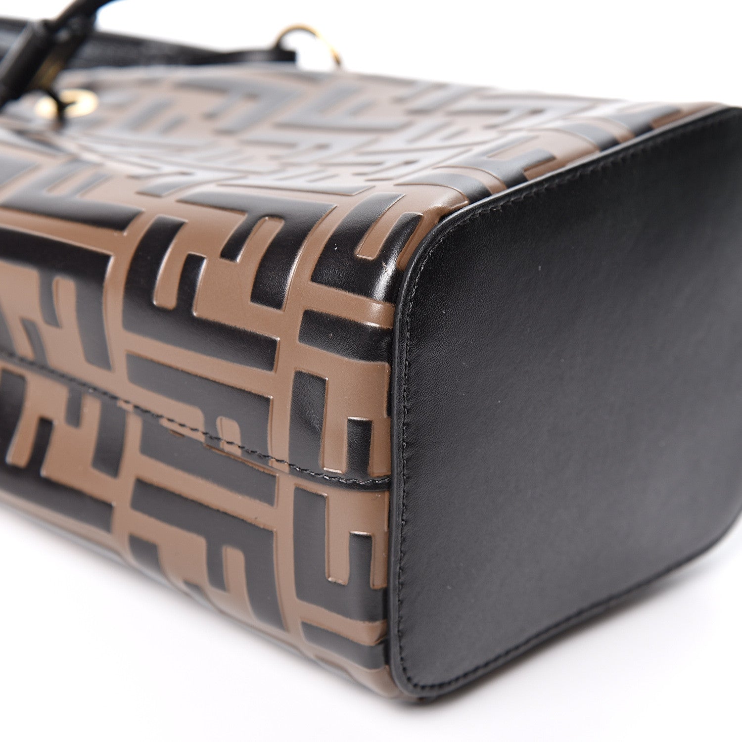 Fendi Vitello Liberty F is Fendi Bi-Color FF 1974 Embossed Mini Mon Tresor Bucket Bag Maya Black 9 of 10