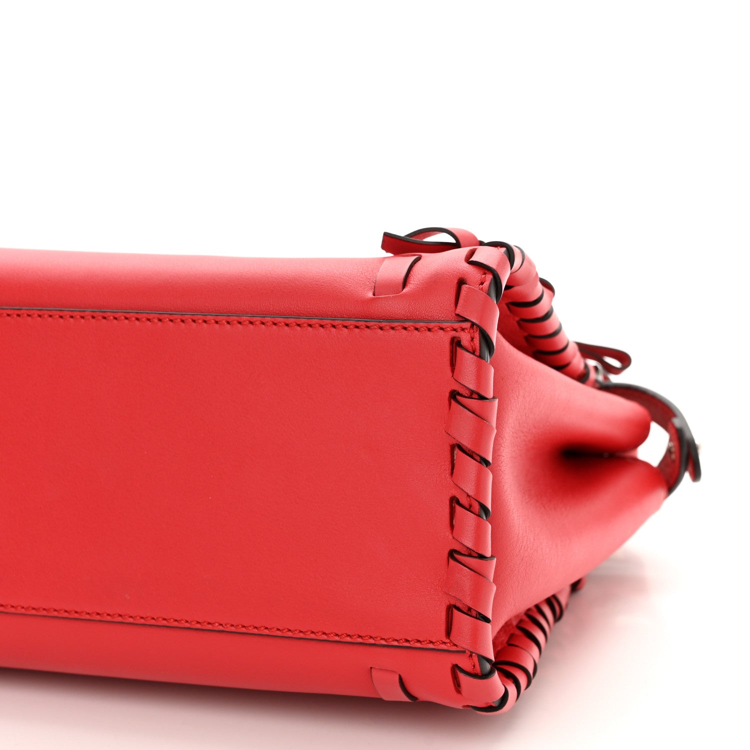 Fendi Vitello Seta Century Nappa Whipstitch Mini Peekaboo Iconic Satchel Fiamma 10 of 10