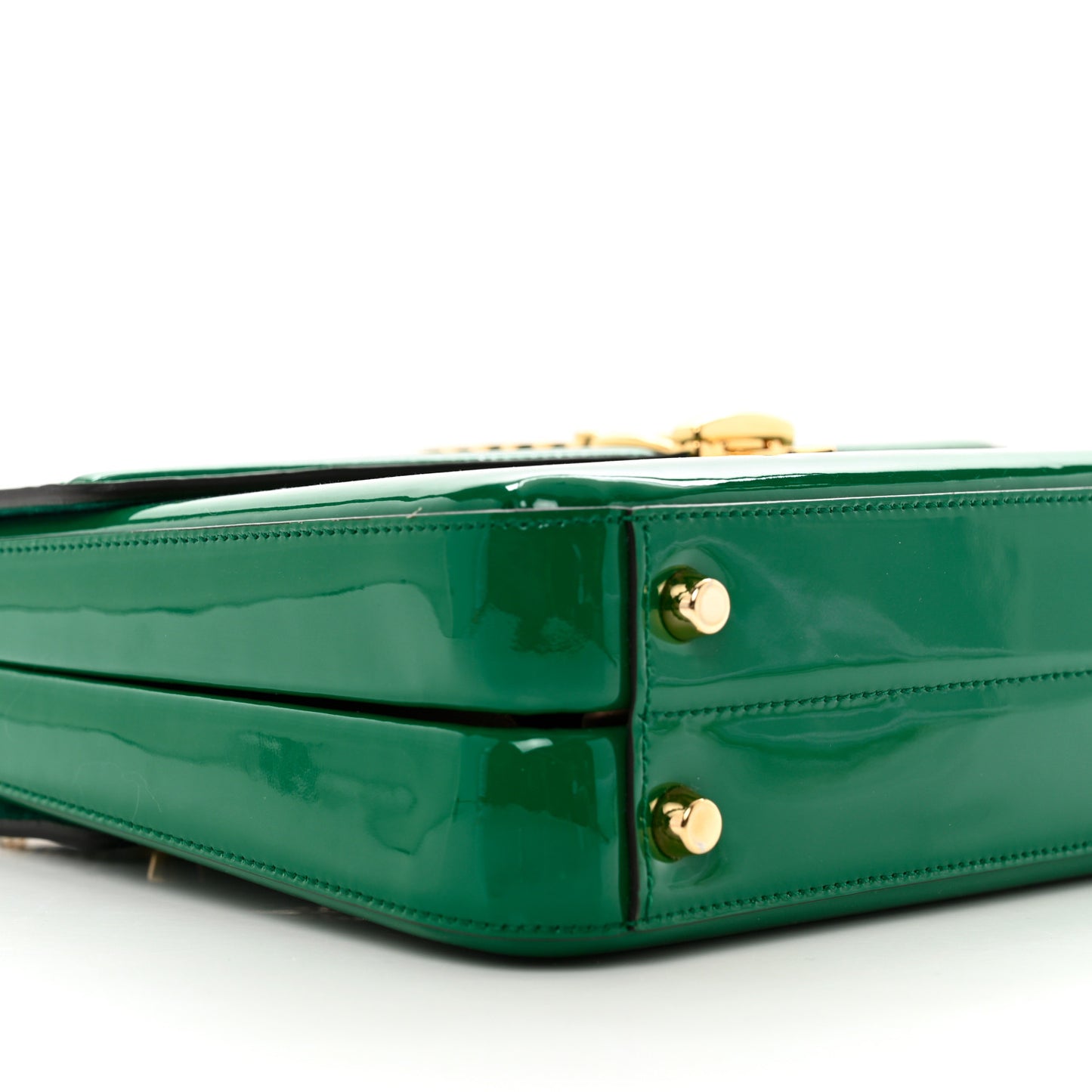Mousse Top Patent Small Sylvie 1969 Top Handle Bag Emerald