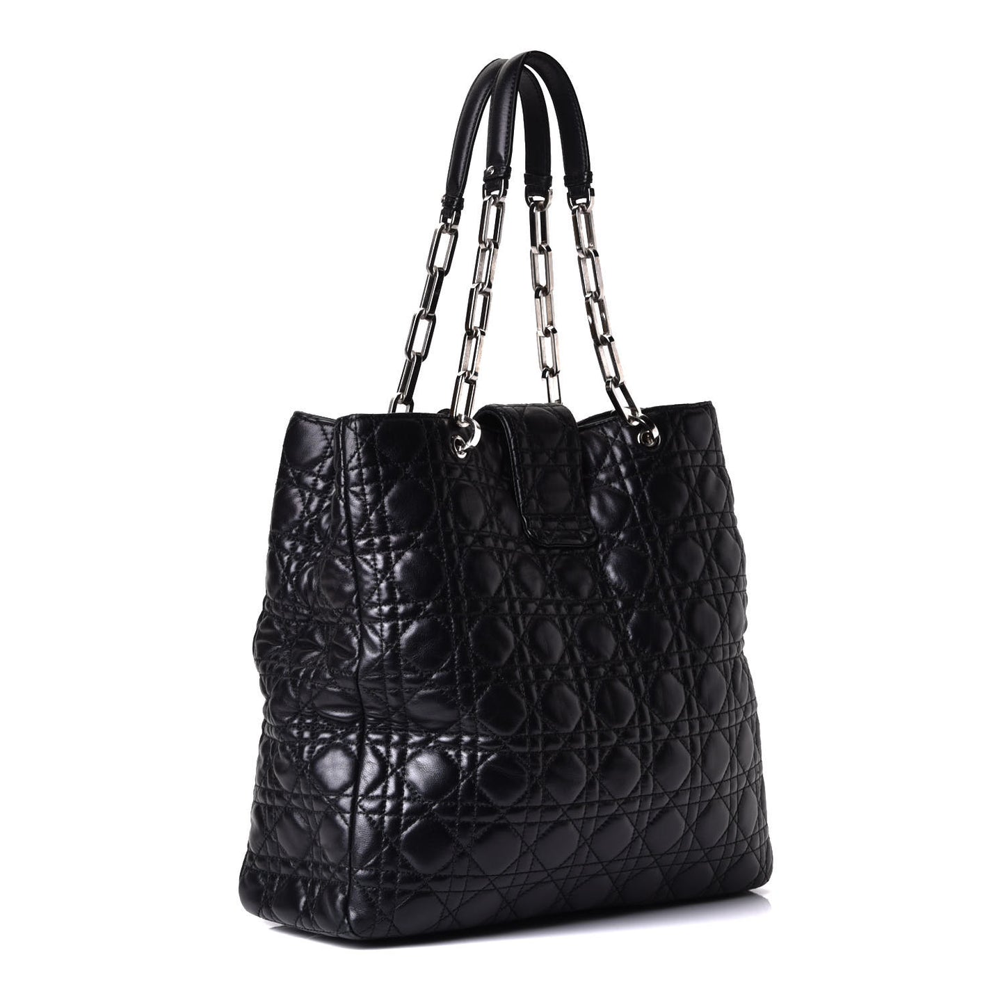 Lambskin Cannage Lock Tote Black