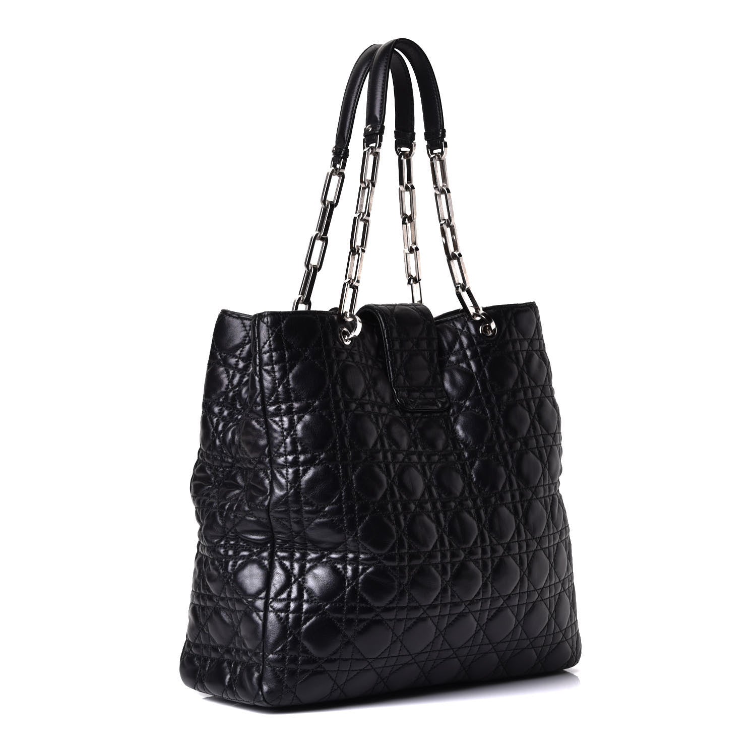 Christian Dior Lambskin Cannage Lock Tote Black 2 of 6