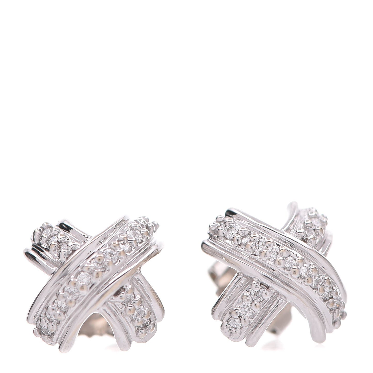 18K White Gold Diamond Signature X Earrings