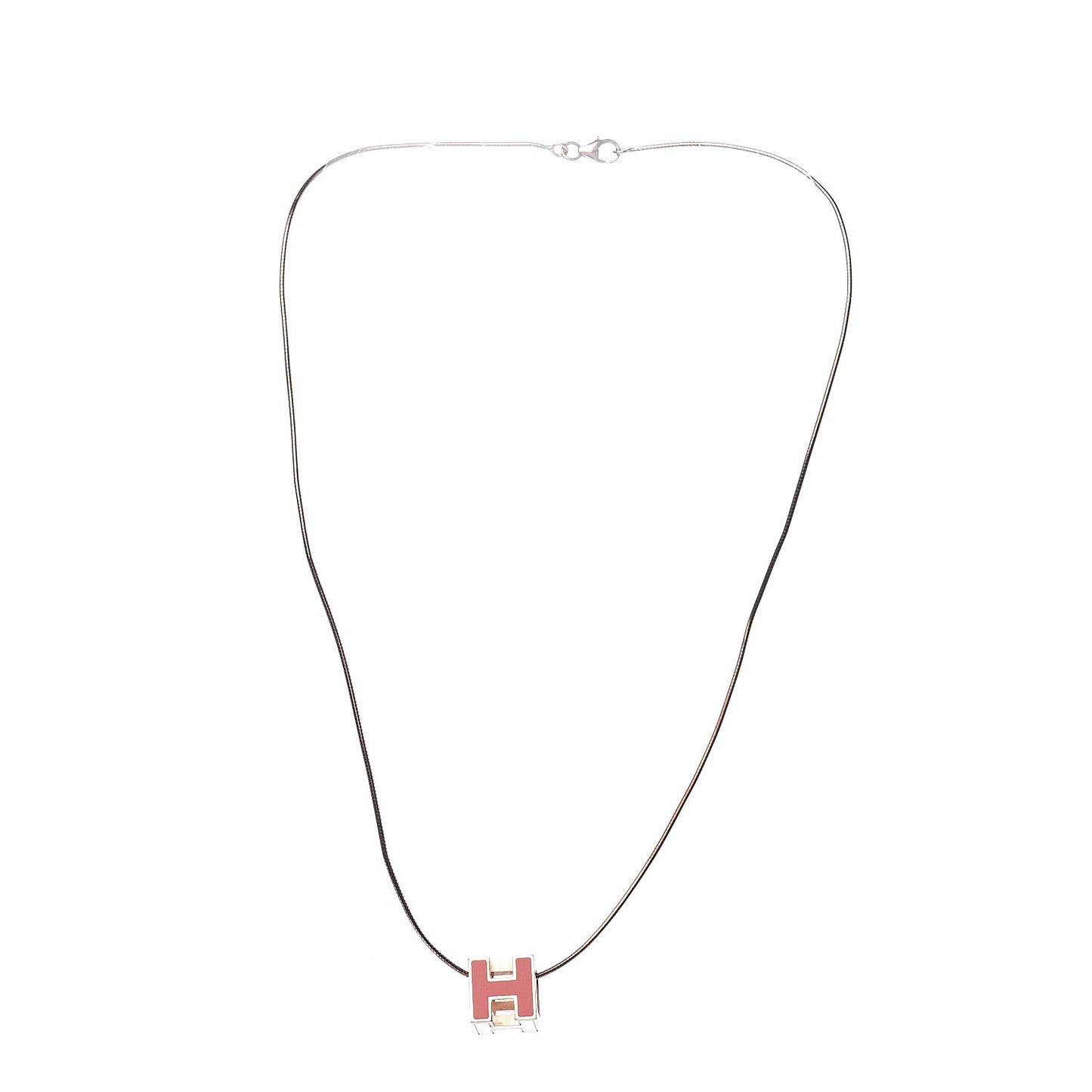 Rose Gold Lacquered Cage d'H Pendant Necklace Orange Fonce