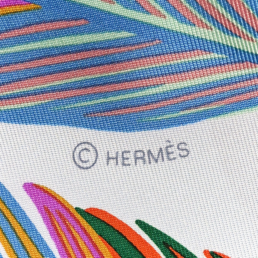 Hermes Silk Giant Toucans De Paradis Scarf 140 White Bleu Multicolor 4 of 5