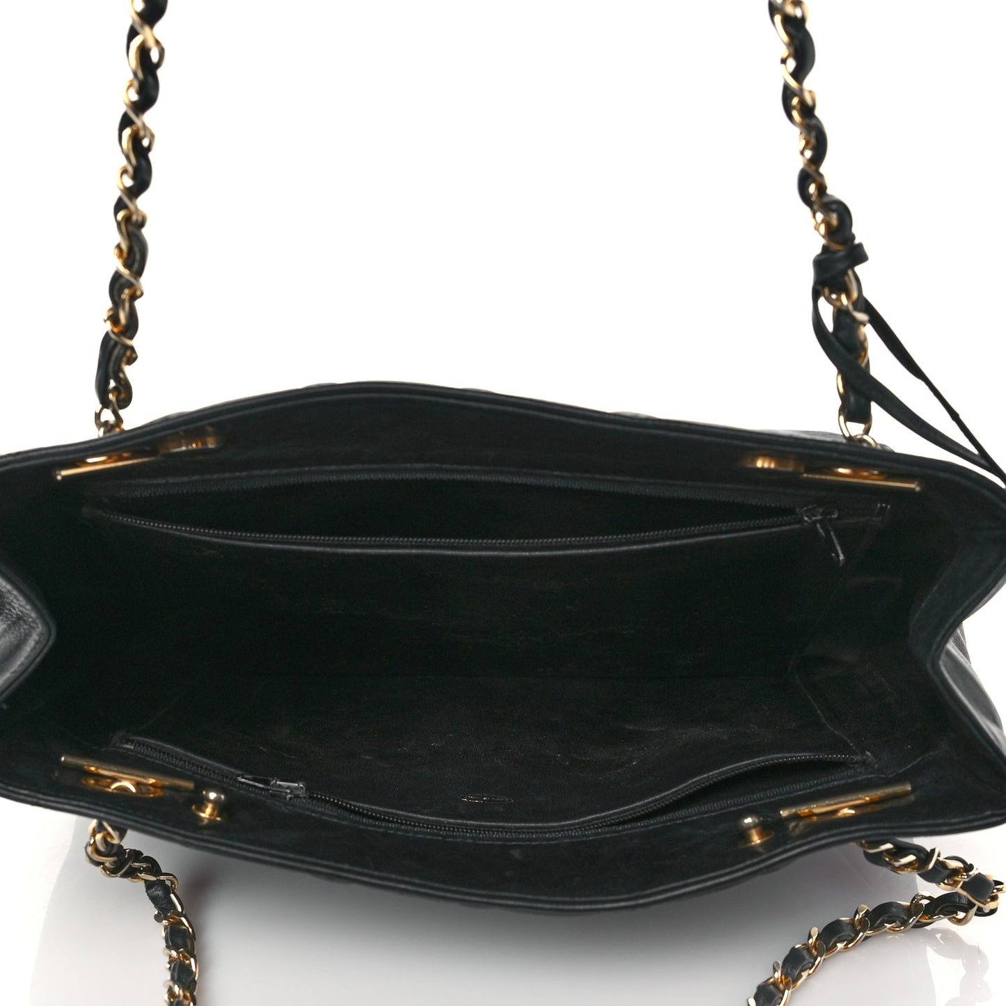 Lambskin Quilted CC Shopping Tote Black