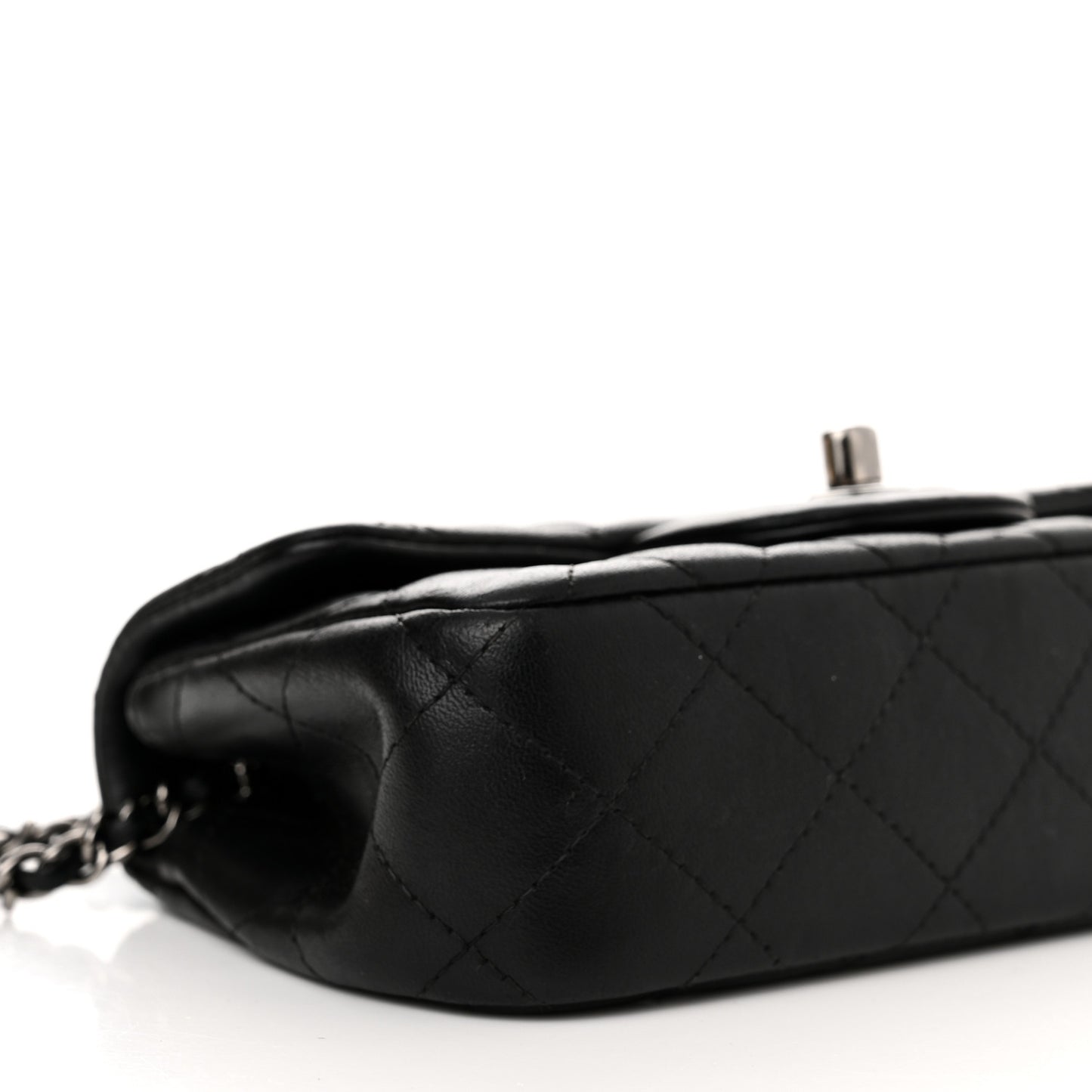 Lambskin Quilted Extra Mini Rectangular Flap Black