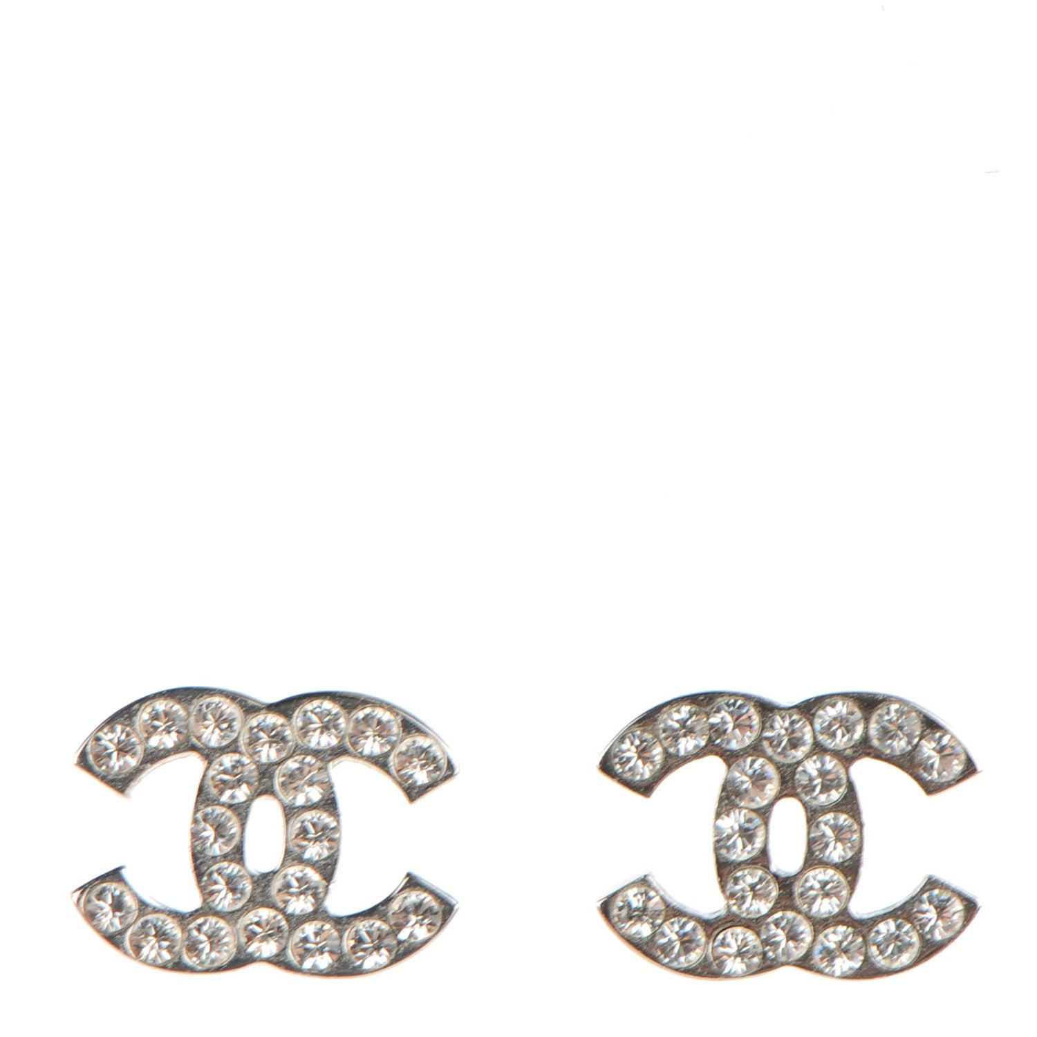 Chanel Crystal Timeless CC Earrings Silver 1 of 4